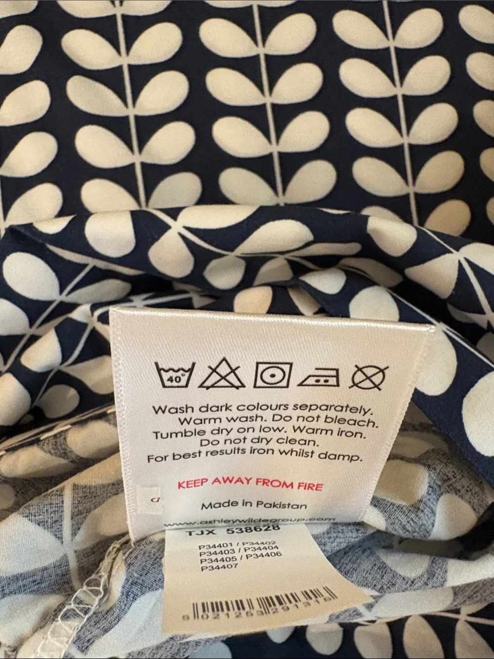 Orla Kiely Tiny Stem Navy & White Queen Bedding Set-EUC